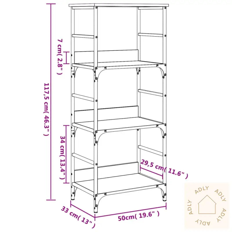 Bokhylle Svart 50X33X117,5 Cm Konstruert Tre