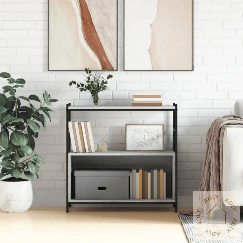 Skrivebord Grå Sonoma 80X30X78,5 Cm Konstruert Tre Og Jern