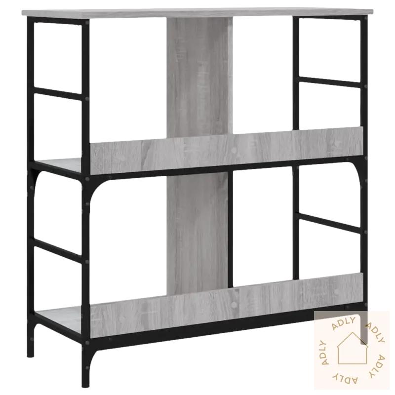 Bokhylle i industriell stil med tre k lects og svart metallramme, perfekt til dine møbler