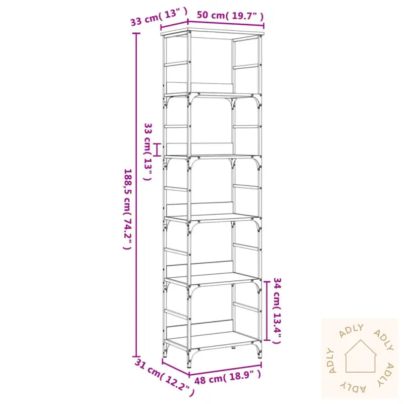 Bokhylle Svart 50X33X188,5 Cm Konstruert Tre