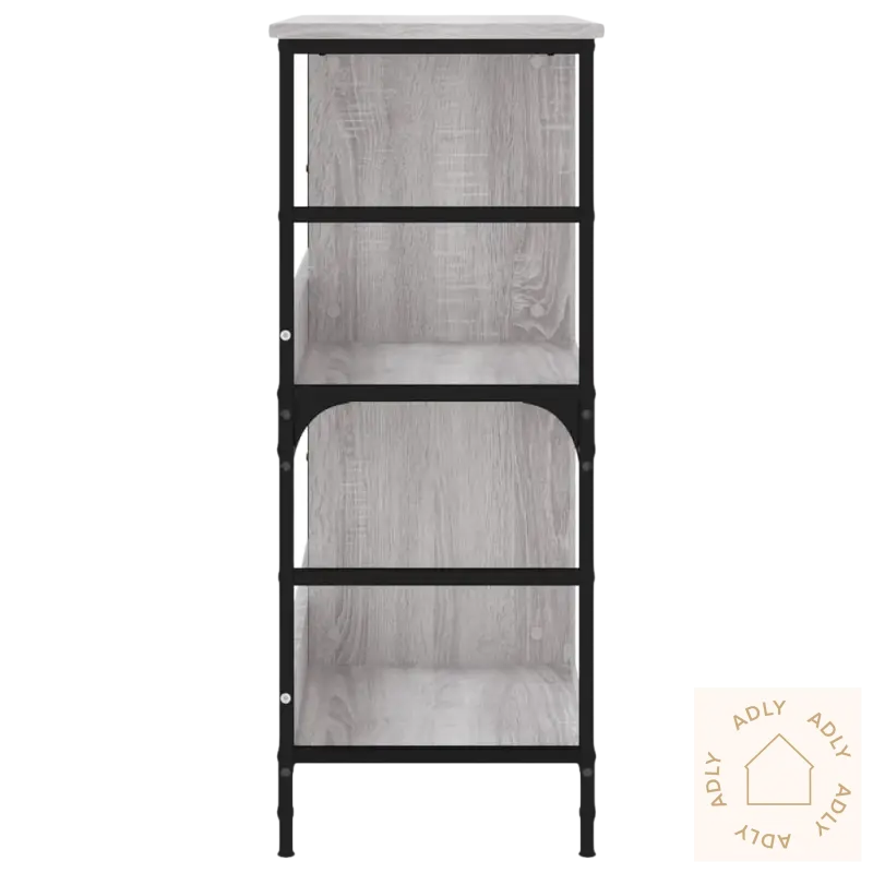 Bokhylle i industriell stil med trehyller og svart metallramme for dine møbler