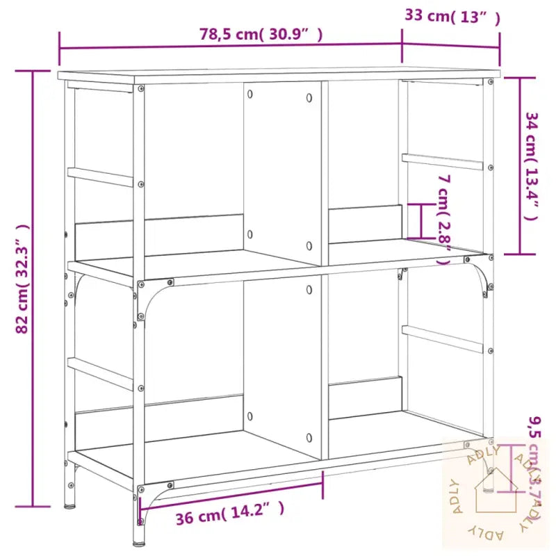 Bokhylle Svart 78,5X33X82 Cm Konstruert Tre