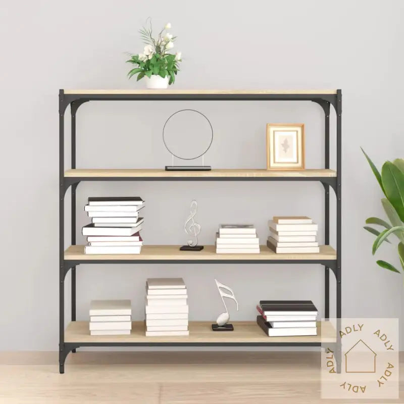 Bokhylle Sonoma Eik 100X33X100 Cm Konstruert Tre Og Stål