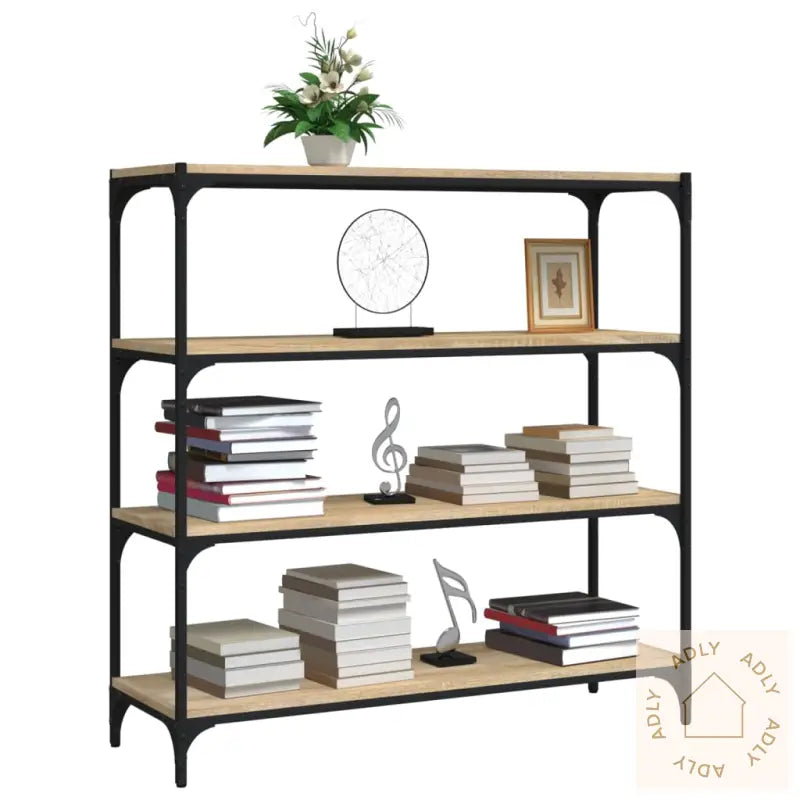 Bokhylle Sonoma Eik 100X33X100 Cm Konstruert Tre Og Stål