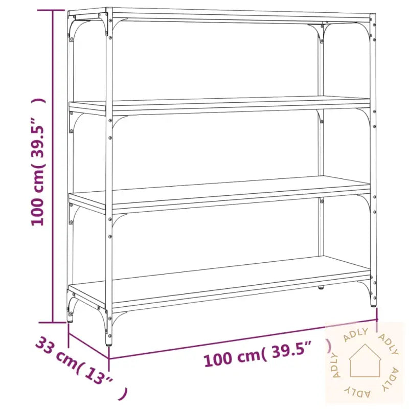 Bokhylle Sonoma Eik 100X33X100 Cm Konstruert Tre Og Stål
