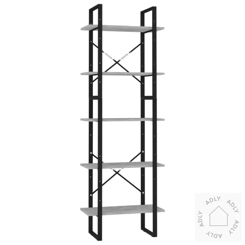Bokhylle 5 Nivåer Betonggrå 60X30X175 Cm Konstruert Tre