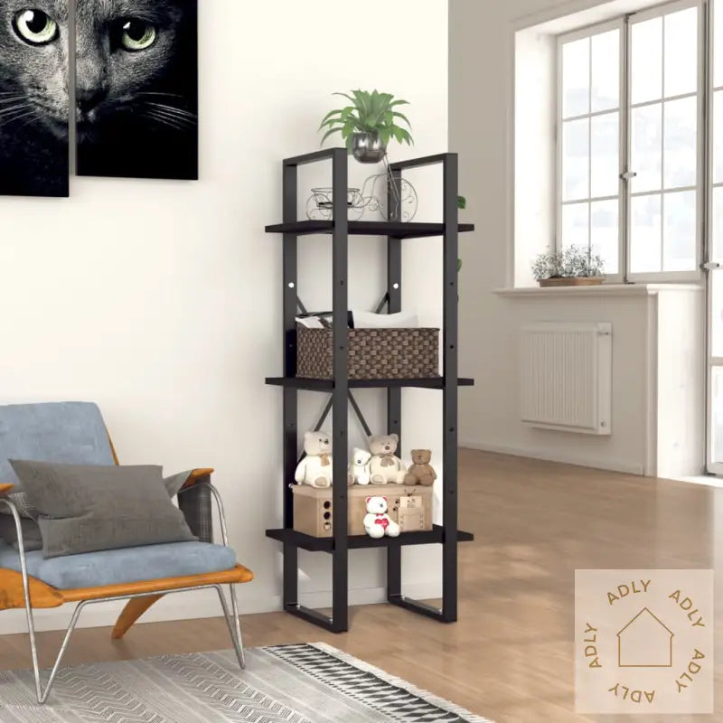 Bokhylle 3 Nivåer Svart 40X30X105 Cm Konstruert Tre