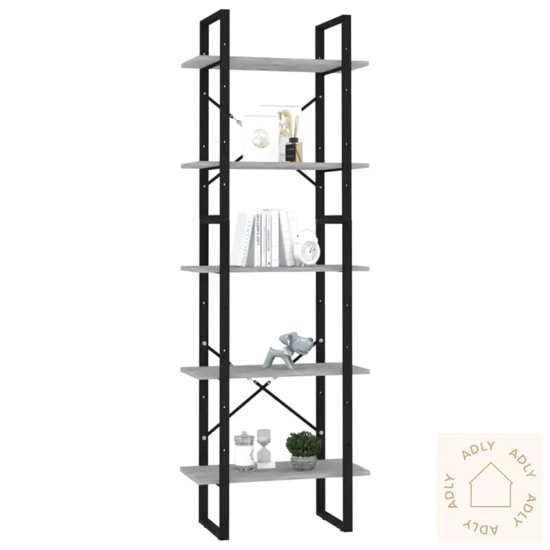 Bokhylle 5 Nivåer Betonggrå 60X30X175 Cm Konstruert Tre