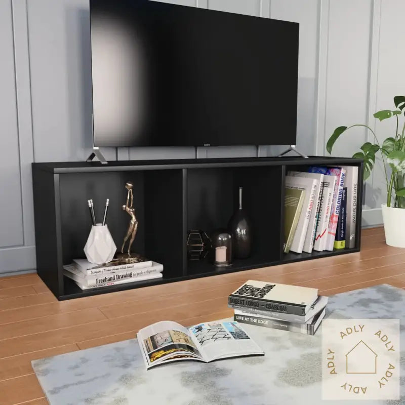 Bokhylle/Tv-Benk Svart 36X30X114 Cm Konstruert Tre
