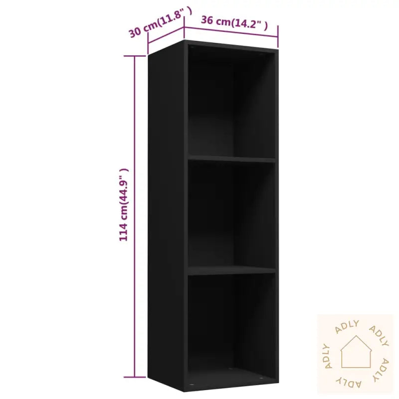 Bokhylle/Tv-Benk Svart 36X30X114 Cm Konstruert Tre