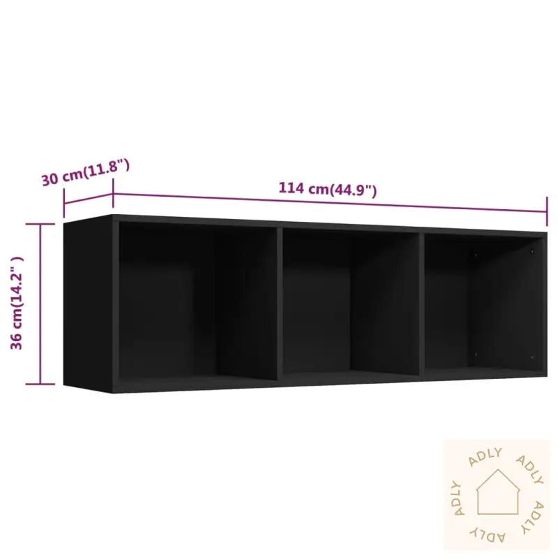 Bokhylle/Tv-Benk Svart 36X30X114 Cm Konstruert Tre