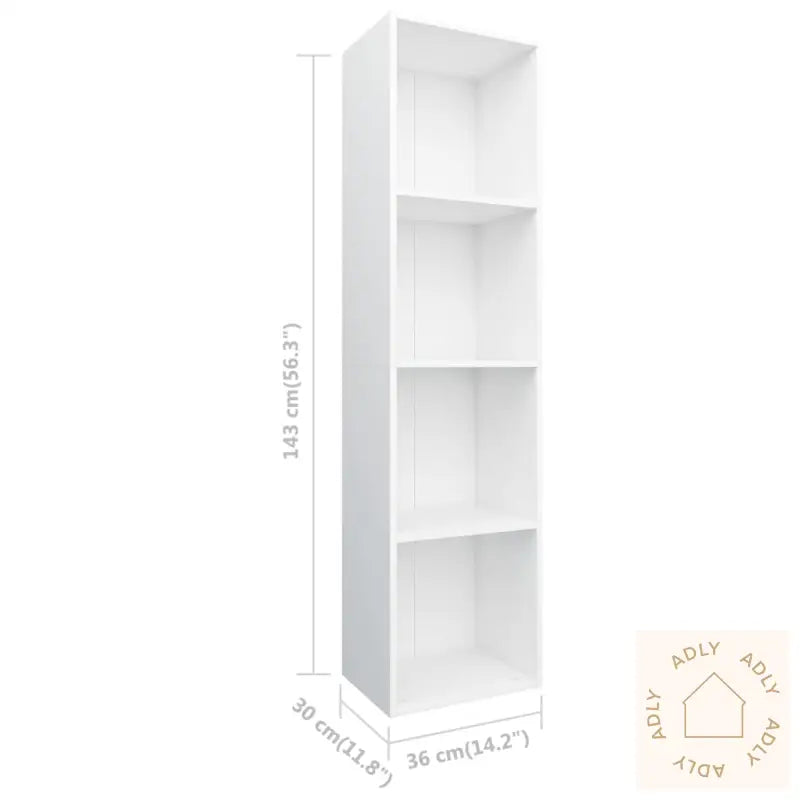 Bokhylle/Tv-Benk Hvit 36X30X143 Cm Konstruert Tre