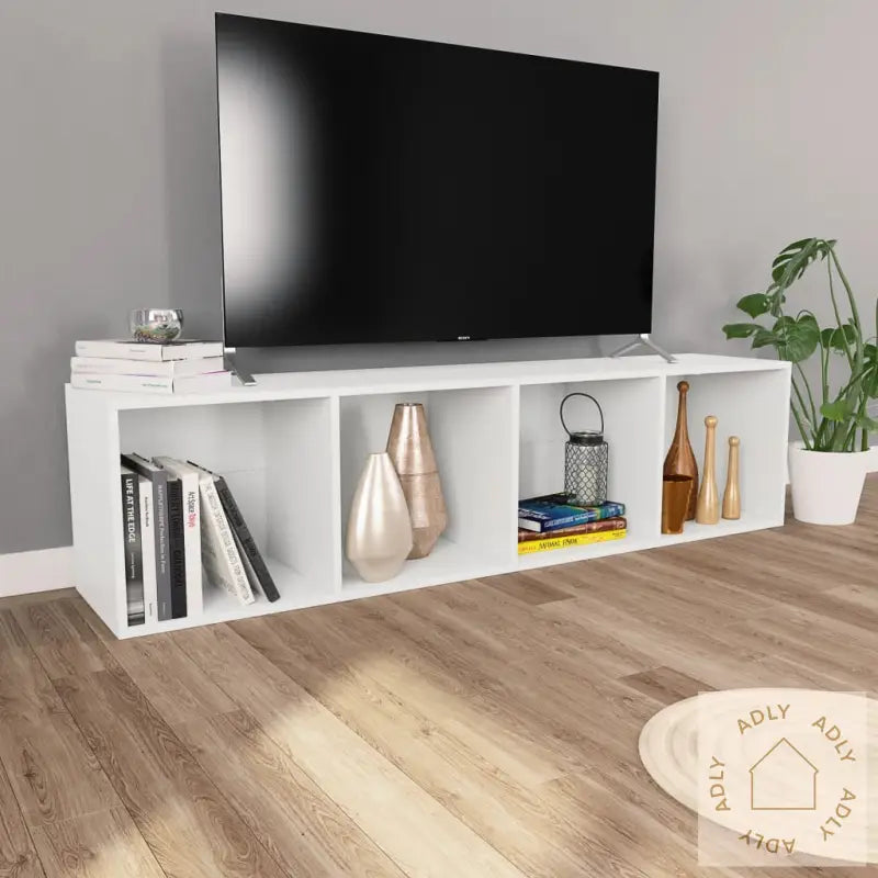 Bokhylle/Tv-Benk Hvit 36X30X143 Cm Konstruert Tre