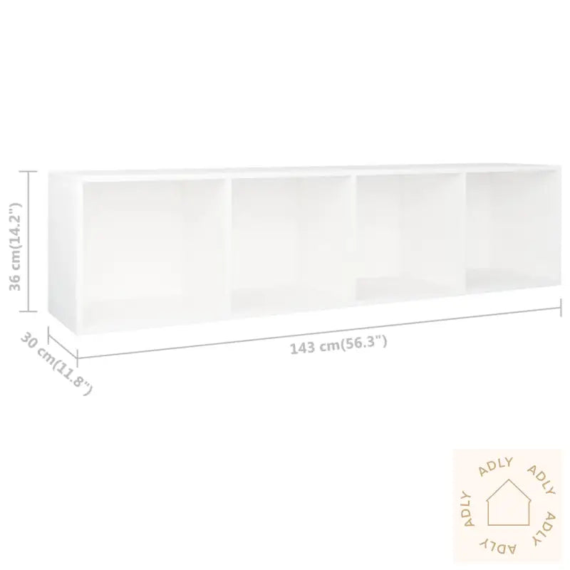 Bokhylle/Tv-Benk Hvit 36X30X143 Cm Konstruert Tre