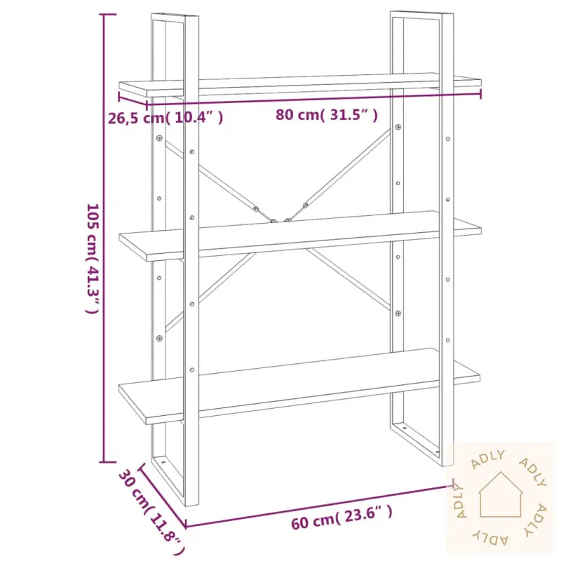 Bokhylle Grå Sonoma 80X30X105 Cm Konstruert Tre
