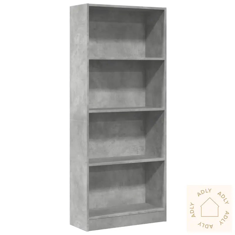 Bokhylle Betonggrå 60X24X143 Cm Konstruert Tre