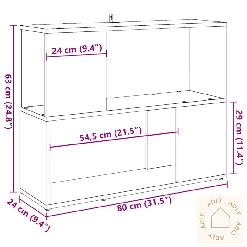 Bokhylle/Romdeler Artisan Eik 80X24X63 Cm