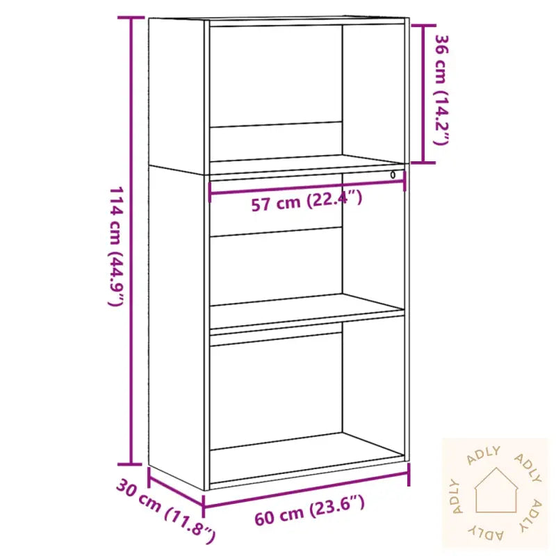Bokhylle Svart 60X30X114 Cm Konstruert Tre