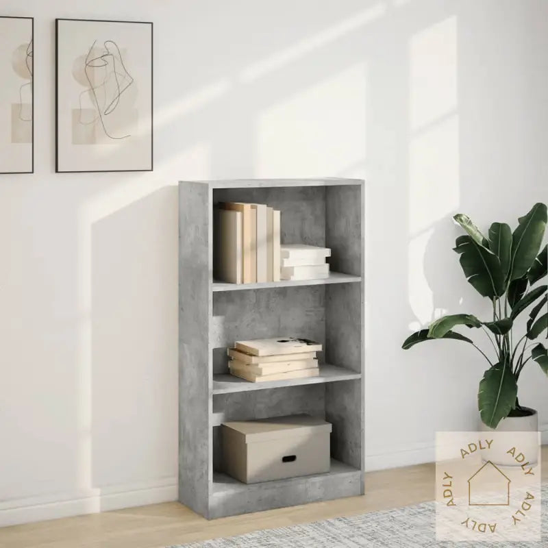 Bokhylle Betonggrå 60X24X109 Cm Konstruert Tre