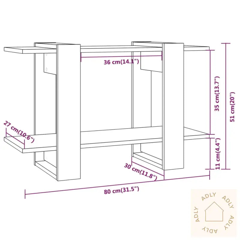 Bokhylle/Romdeler Sonoma Eik 80X30X51 Cm