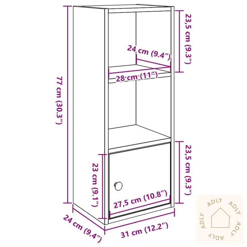 Bokhylle Sonoma Eik 31X24X77 Cm Konstruert Tre