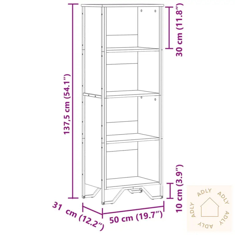Bokhylle Sonoma Eik 50X31X137,5 Cm Konstruert Tre