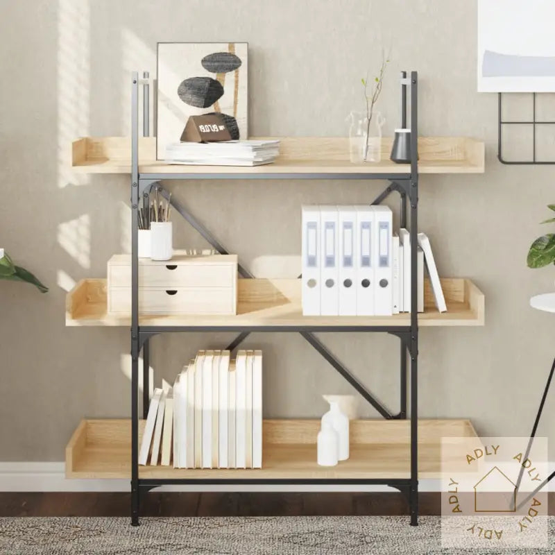 Bokhylle 3 Etasjer Sonoma Eik 100X33X108,5 Cm Konstruert Tre