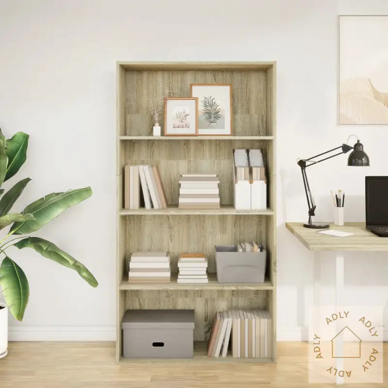 Bokhylle Sonoma Eik 80X30X152 Cm Konstruert Tre