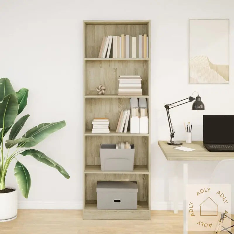 Bokhylle Sonoma Eik 60X24X176 Cm Konstruert Tre