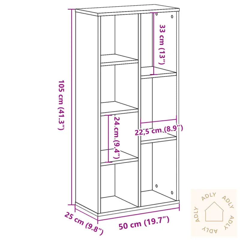 Bokhylle Sonoma Eik 50X25X105 Cm Konstruert Tre