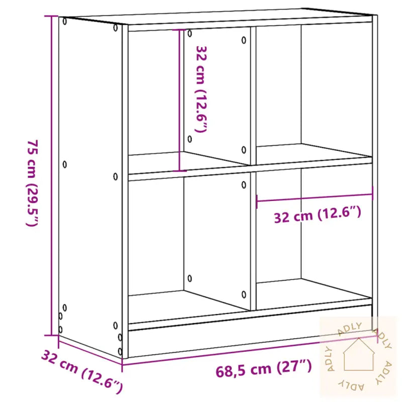 Bokhylle Sonoma Eik 68,5X32X75 Cm Konstruert Tre
