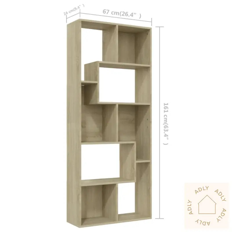 Bokhylle Sonoma Eik 67X24X161 Cm Konstruert Tre