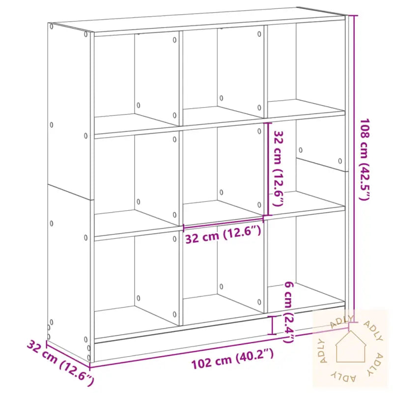 Bokhylle Sonoma Eik 102X32X108 Cm Konstruert Tre