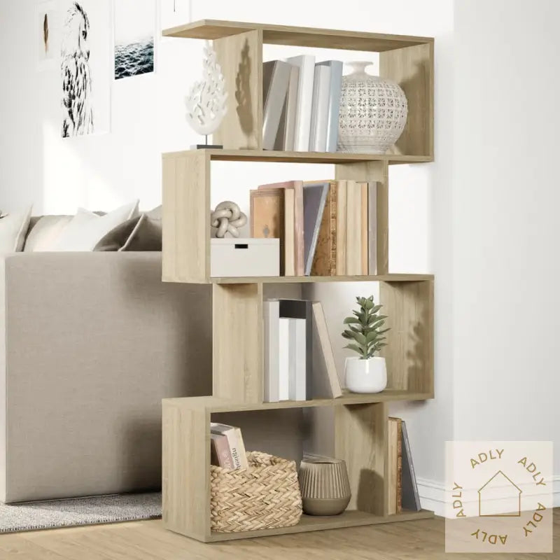 Romdeler Bokhylle 4 Lag Sonoma Eik 70X24X129 Cm Konstruert Tre
