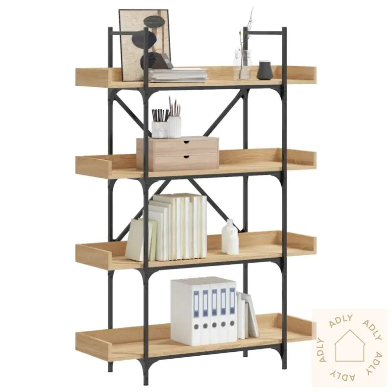 Bokhylle 4 Etasjer Sonoma Eik 100X33X145,5 Cm Konstruert Tre