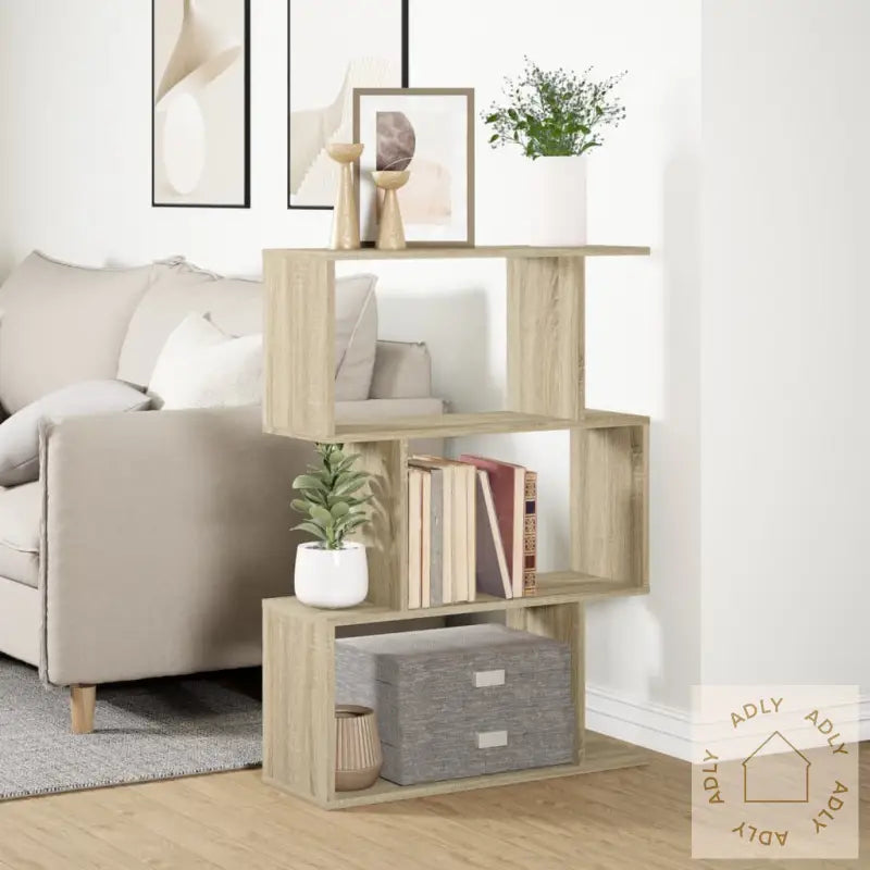 Romdeler Bokhylle 3 Lag Sonoma Eik 70X24X97 Cm Konstruert Tre