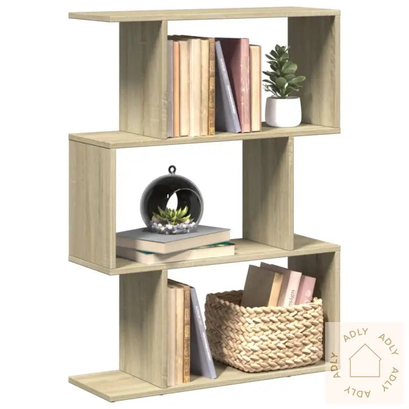 Romdeler Bokhylle 3 Lag Sonoma Eik 70X24X97 Cm Konstruert Tre