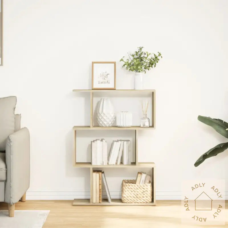 Romdeler Bokhylle 3 Lag Sonoma Eik 70X24X97 Cm Konstruert Tre