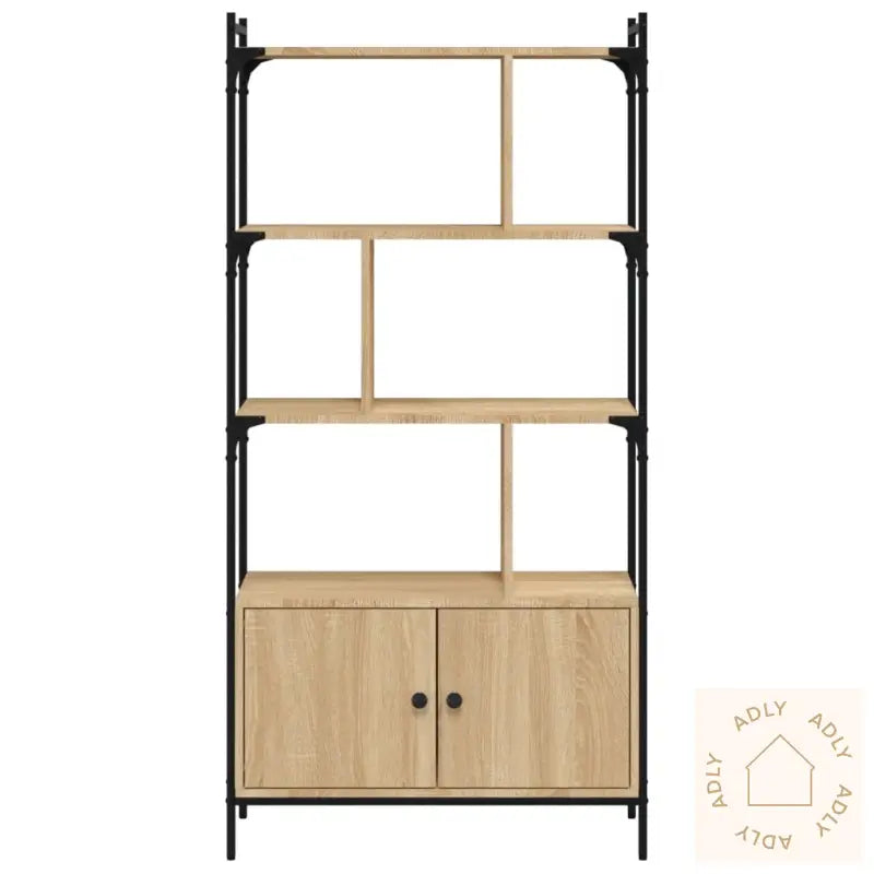Bokhylle Med Dører Sonoma Eik 76,5X30X154,5 Cm Konstruert Tre