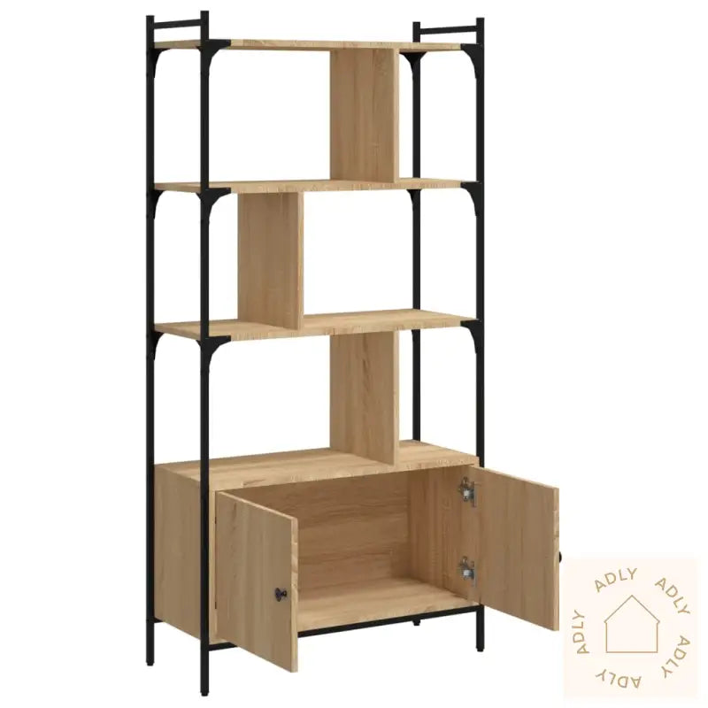 Bokhylle Med Dører Sonoma Eik 76,5X30X154,5 Cm Konstruert Tre