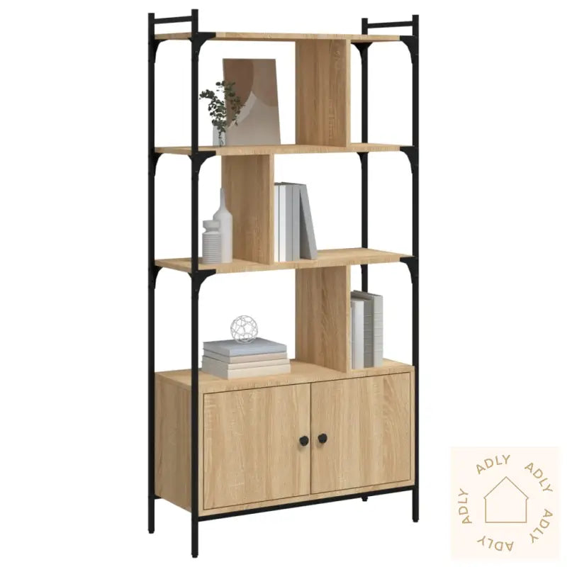 Bokhylle Med Dører Sonoma Eik 76,5X30X154,5 Cm Konstruert Tre