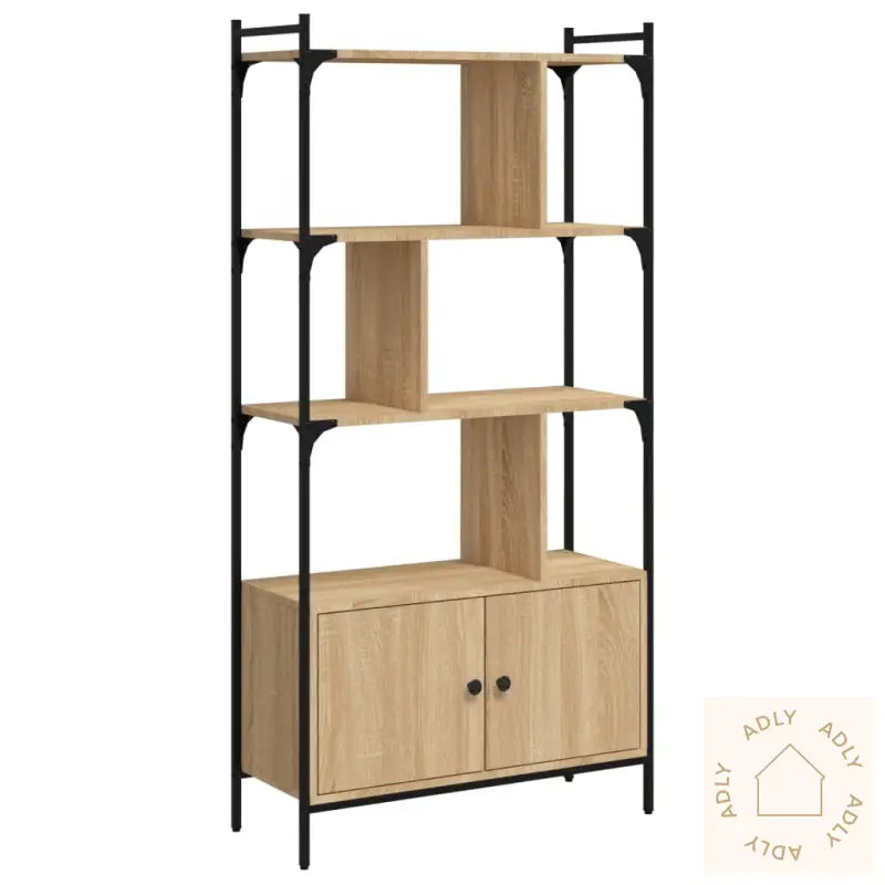 Bokhylle Med Dører Sonoma Eik 76,5X30X154,5 Cm Konstruert Tre
