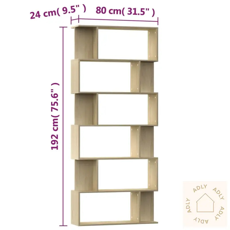 Bokhylle/Romdeler Sonoma Eik 80X24X192 Cm Konstruert Tre
