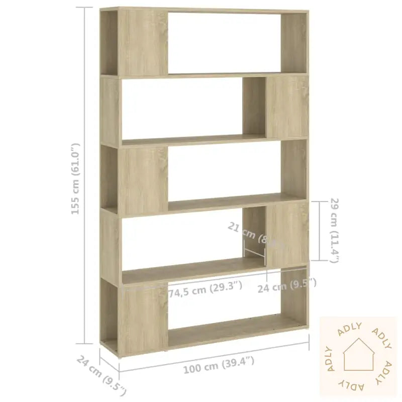 Bokhylle/Romdeler Sonoma Eik 100X24X155 Cm Konstruert Tre