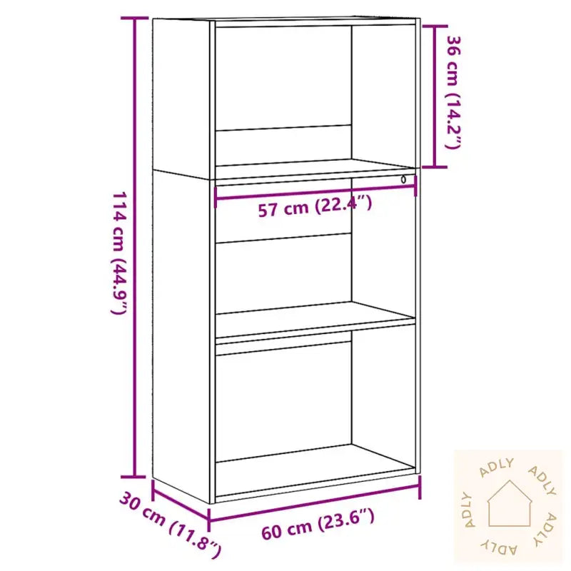 Bokhylle Sonoma Eik 60X30X114 Cm Konstruert Tre