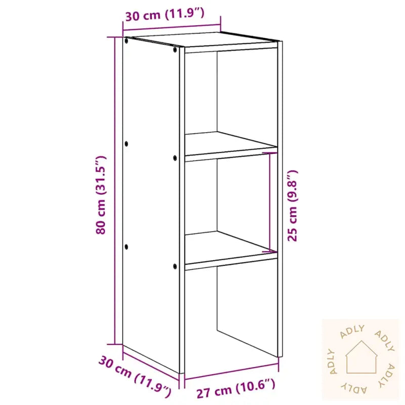 Bokhylle Stablebar Sonoma Eik 30X30X80 Cm Konstruert Tre