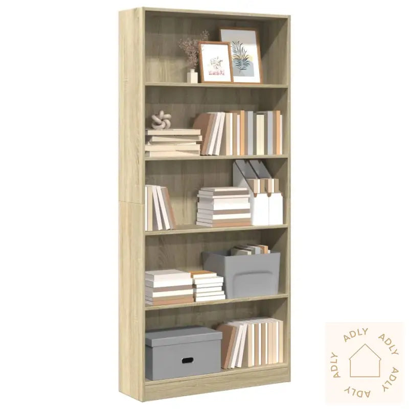 Bokhylle Sonoma Eik 80X24X176 Cm Konstruert Tre