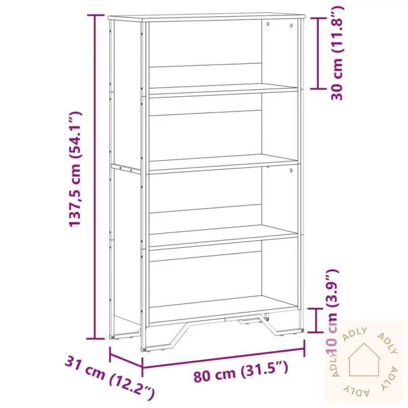 Bokhylle Sonoma Eik 80X31X137,5 Cm Konstruert Tre