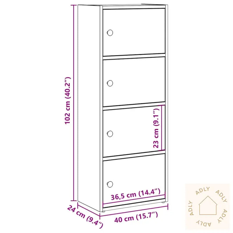 Bokhylle Sonoma Eik 40X24X102 Cm Konstruert Tre