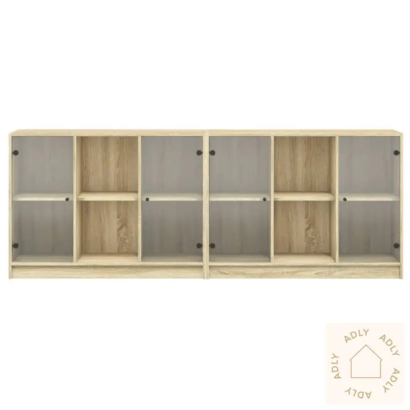 Bokhylle Med Dører Sonoma Eik 204X37X75 Cm Konstruert Tre